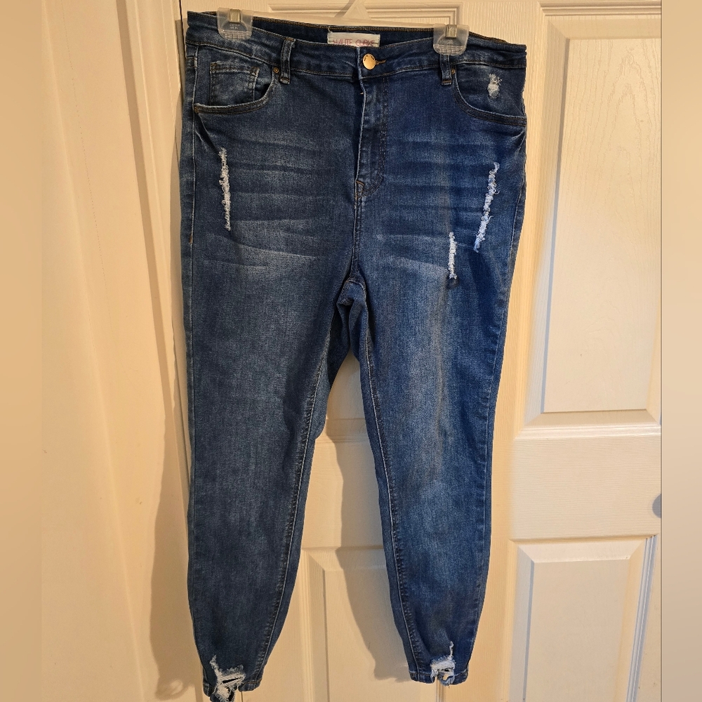 Chic Soul / Haute Curve Size 18 Destressed Skinny Jeans